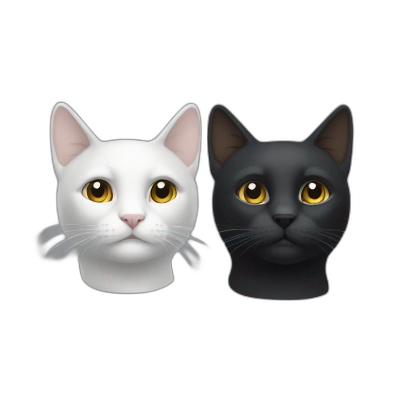 Un gato negro y un gato blanco emoji