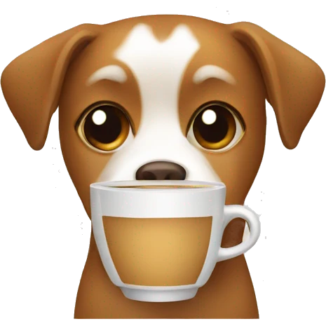 a dog having a sip of coffee emoji