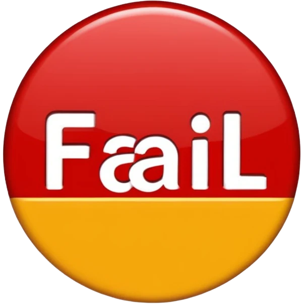 icon-style sign that says 'fail', clear and bold, suitable for use as an icon emoji