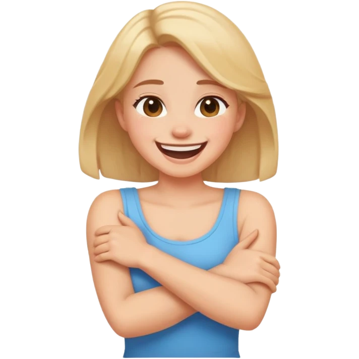 arms crossed holding neck laughing girl emoji