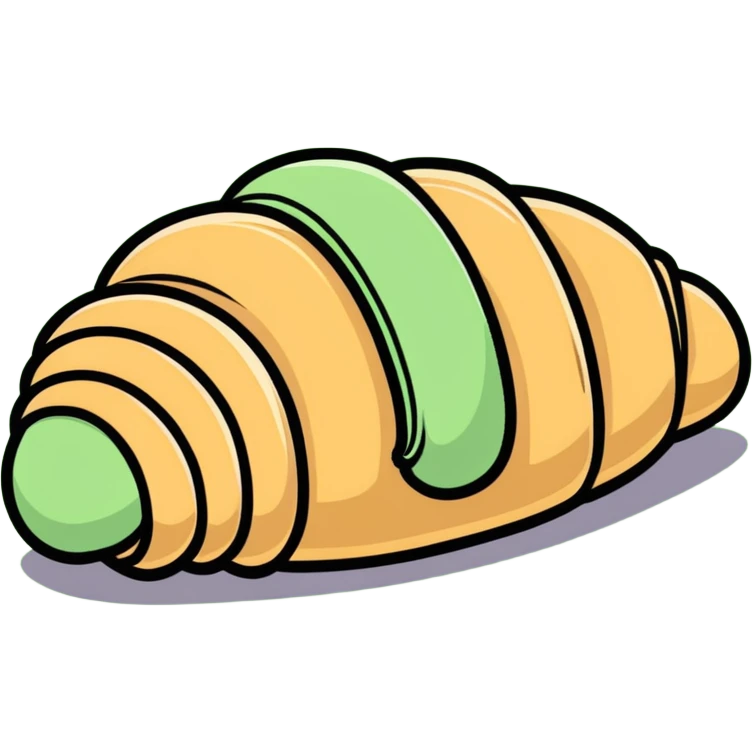pistachio croissant, cartoonish sticker style emoji