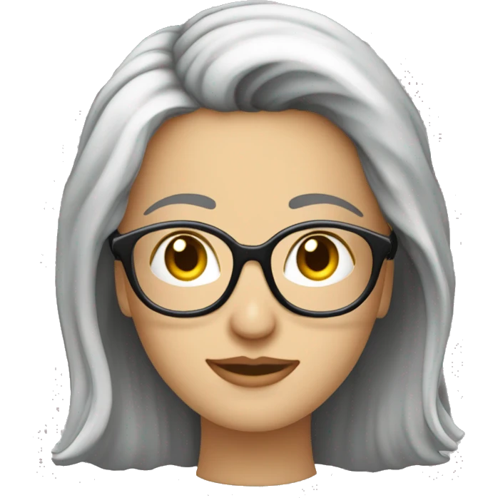 Mevrouw met grijs haar en een bril die aan het haken is emoji
