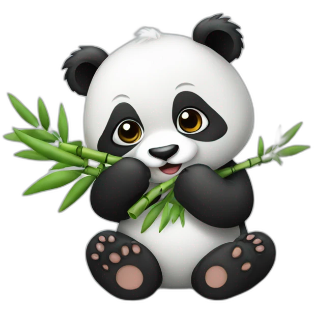A cute panda eating bamboo emoji