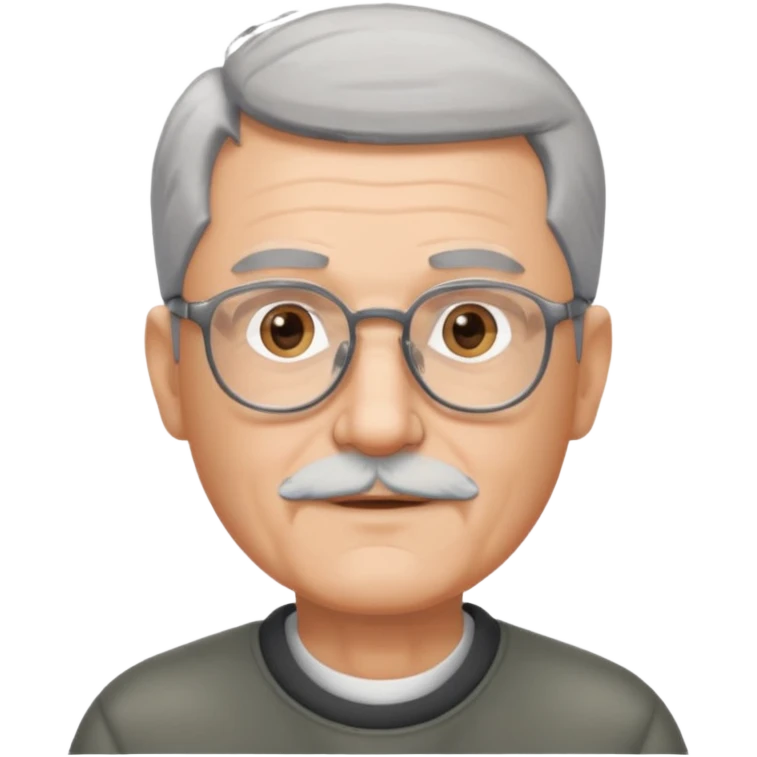Homme 66 ans cheveux gris en brosse et barbe grise de trois jours lunettes  emoji