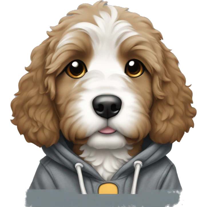 Bernedoodle puppy in a hoodie emoji