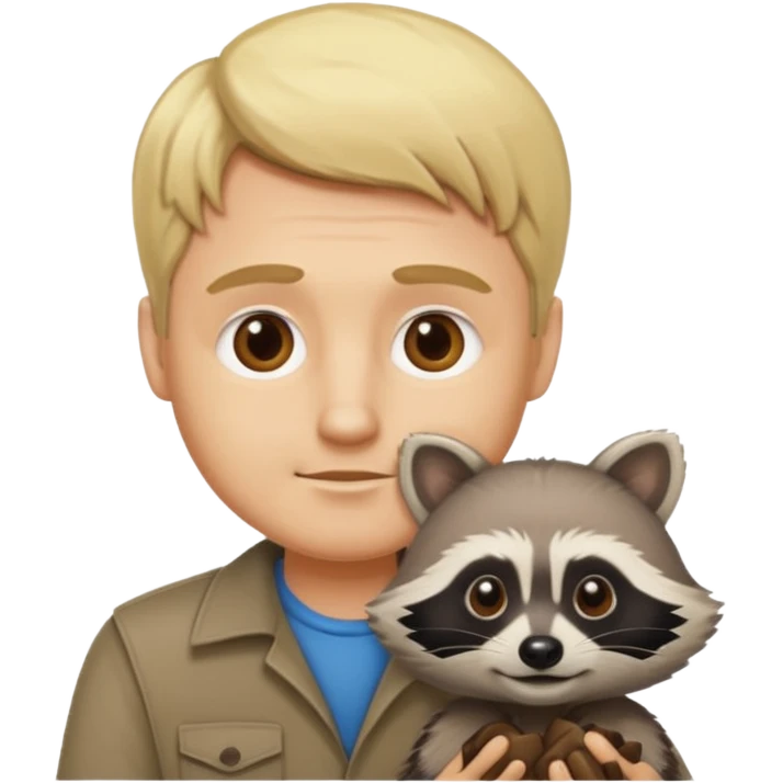 blonde man with racoon emoji