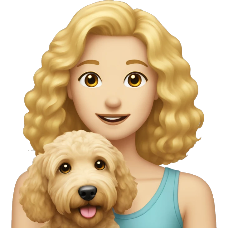 Goldendoodle with blonde girl emoji