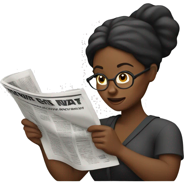 black woman reading newspaper emoji