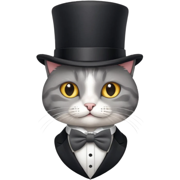 cat with ties and hat emoji
