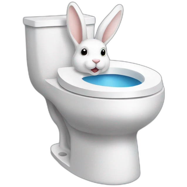 un lapin qui est au toilet emoji