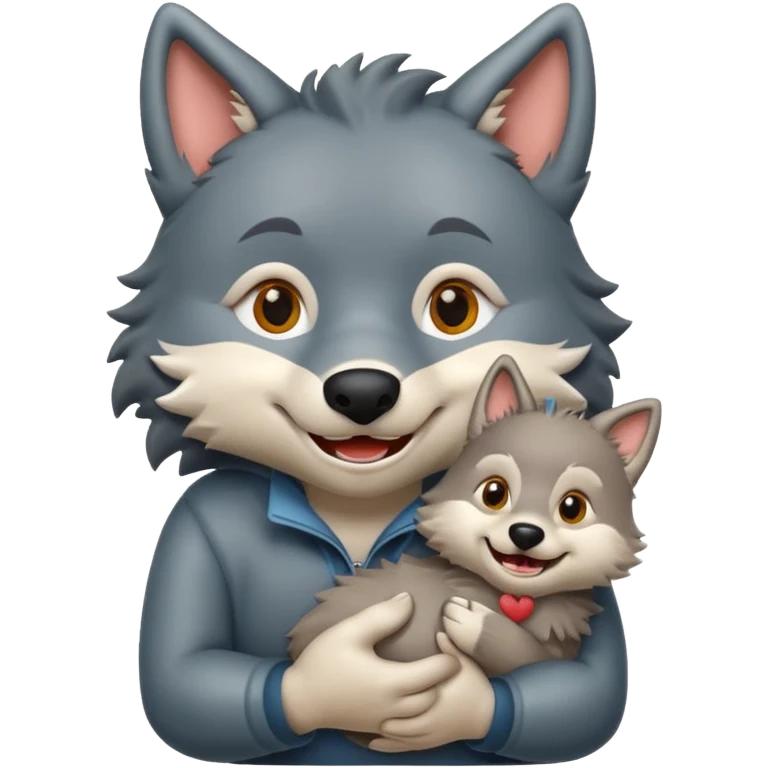 Wolf cartoon wholding animal emoji