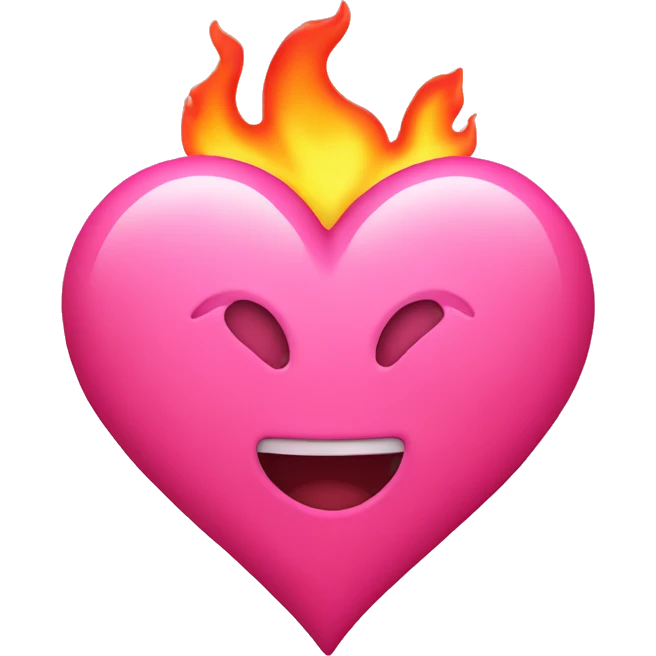 Pink heart with flames emoji