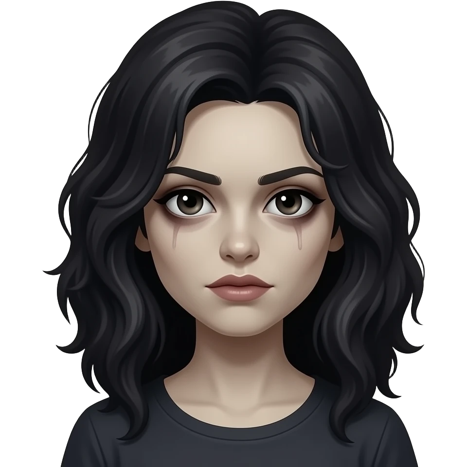 mulher, zumbi, cabelo ondulado escuro e olhos escuros emoji