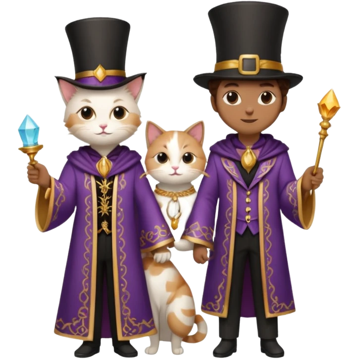magician couple and their pet cat emoji