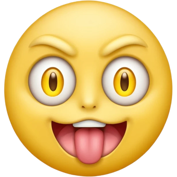 Generate an emoji with yellow lazer eyes, with his tongue out emoji