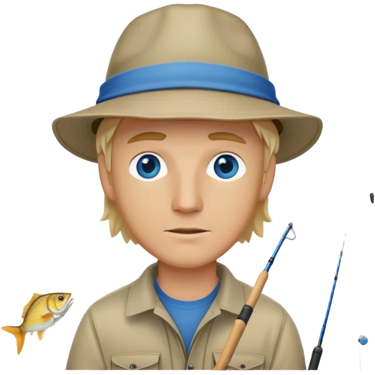 Blonde hair and blue eyed white guy fishing emoji