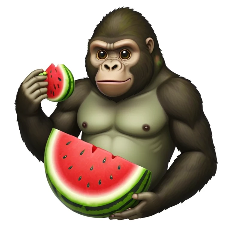 a gorrila with a watermelon body emoji