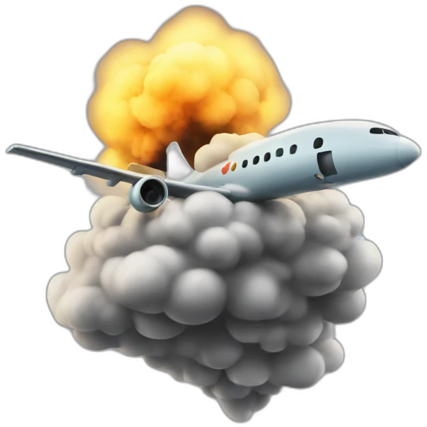 Bomb with plane coming out of the smoke emoji