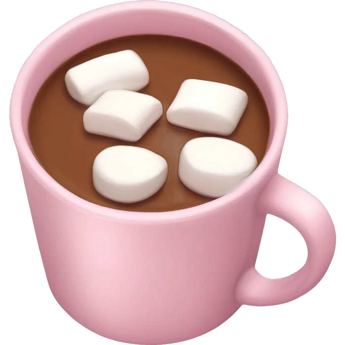 Light Pink mug of hot chocolate with marshmallows  emoji