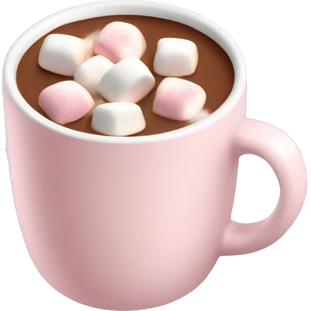 Light Pink mug of hot chocolate with marshmallows  emoji