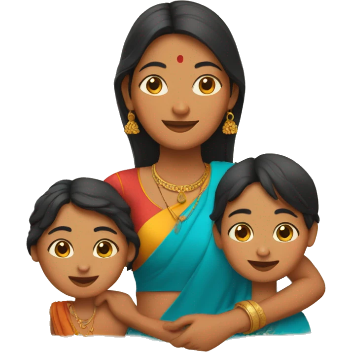 A indian mother with her two duagters emoji