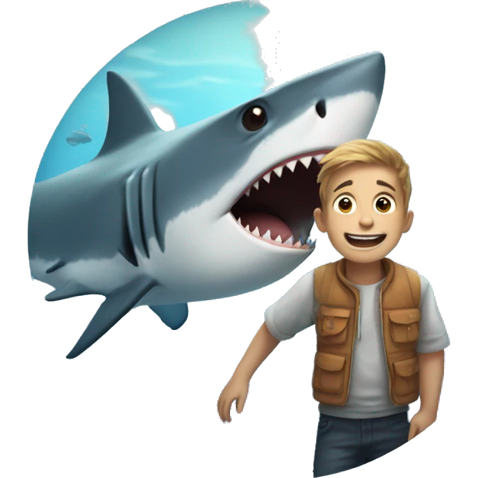 Shark with human boy emoji