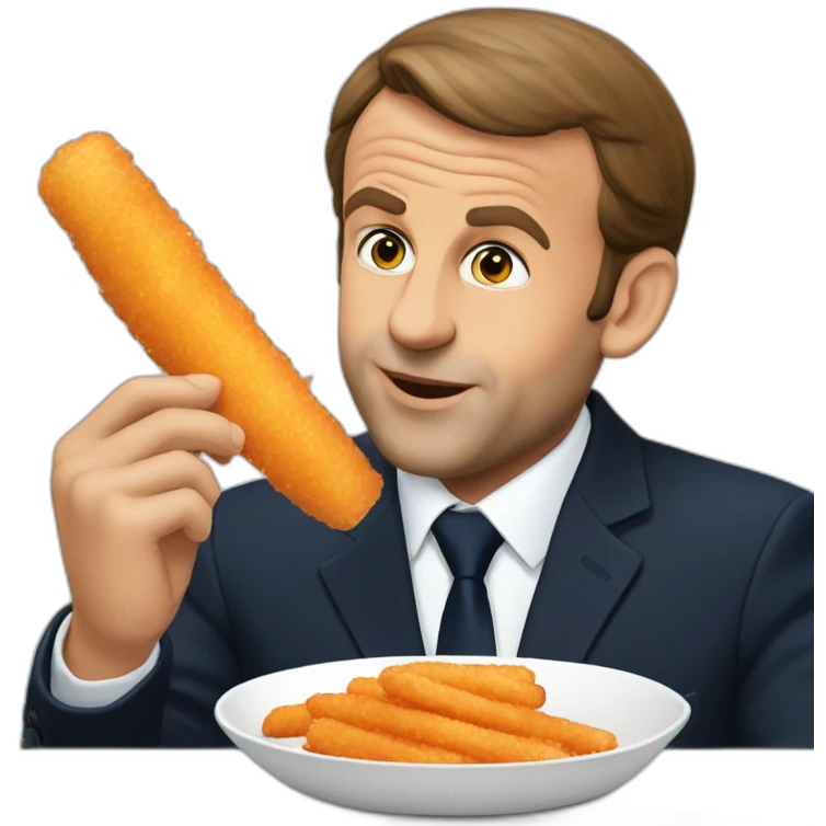 Macron eating fish sticks emoji