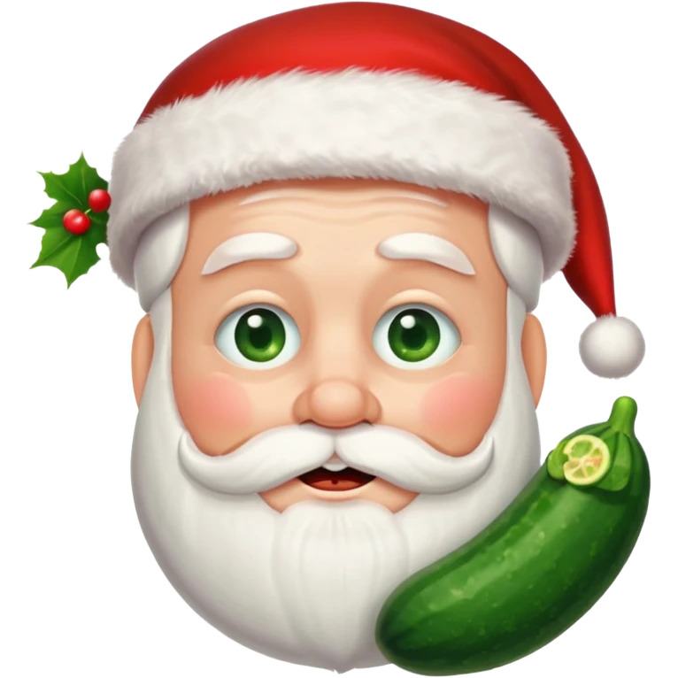 Santa with cucumber on his eyes emoji