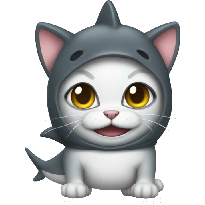 A kitten dressed in a shark costume emoji