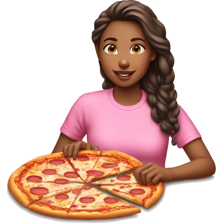  girl eating pizza pink shirt  emoji