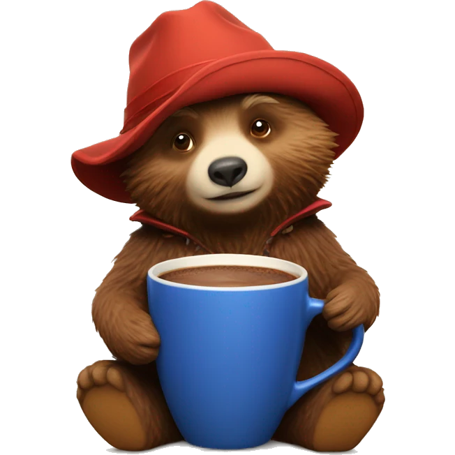 Paddington with a cup of cocoa emoji