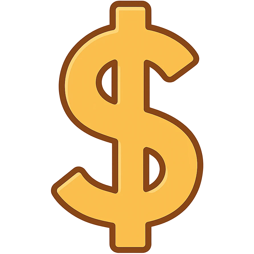 flat toon style dollar symbol emoji