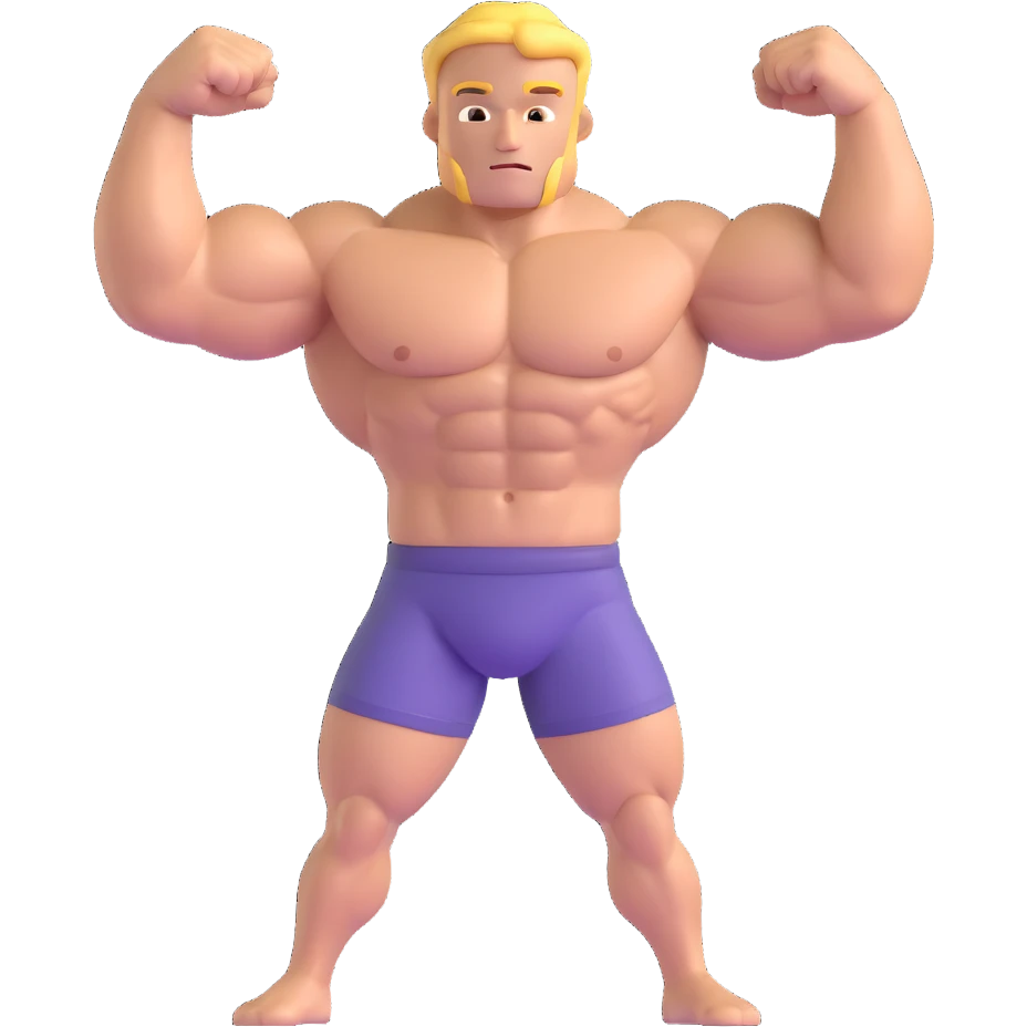 muscular shirtless character flexing emoji