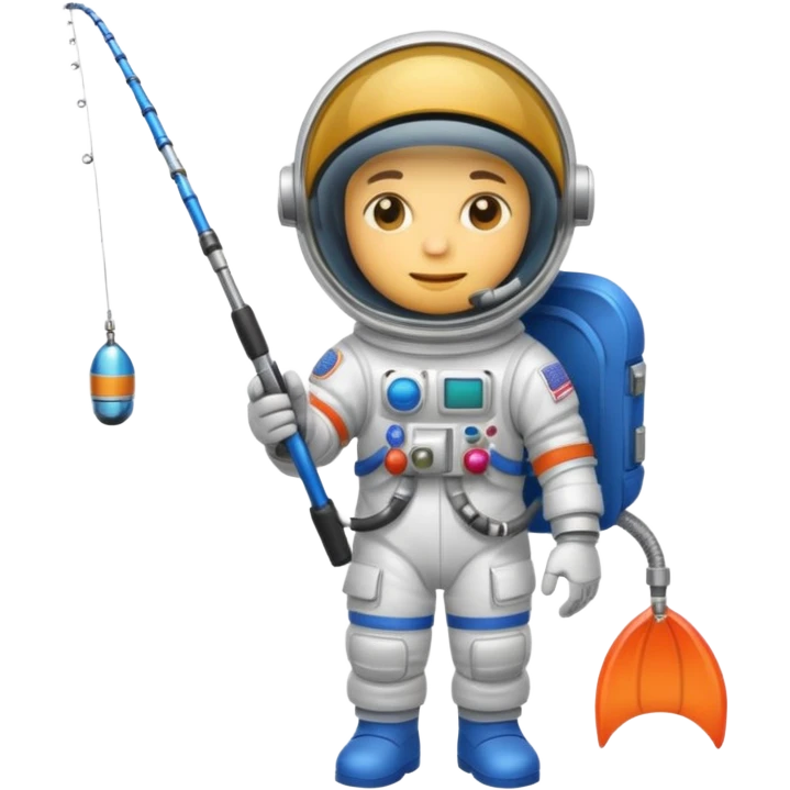 Cartoon Astronaut flyfishing emoji