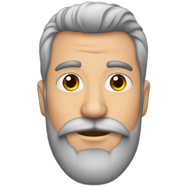 hombre pelo gris barba de candado con pastel emoji