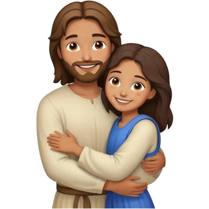 Jesus hugging mixed girl emoji