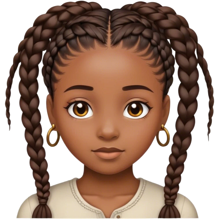 Black girl with braids and edges emoji