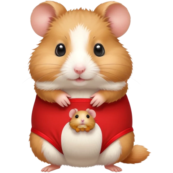 Hamster wearing underwear holding a mini hamster emoji