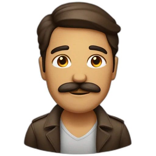 Homme brun avec une moustache carré  emoji