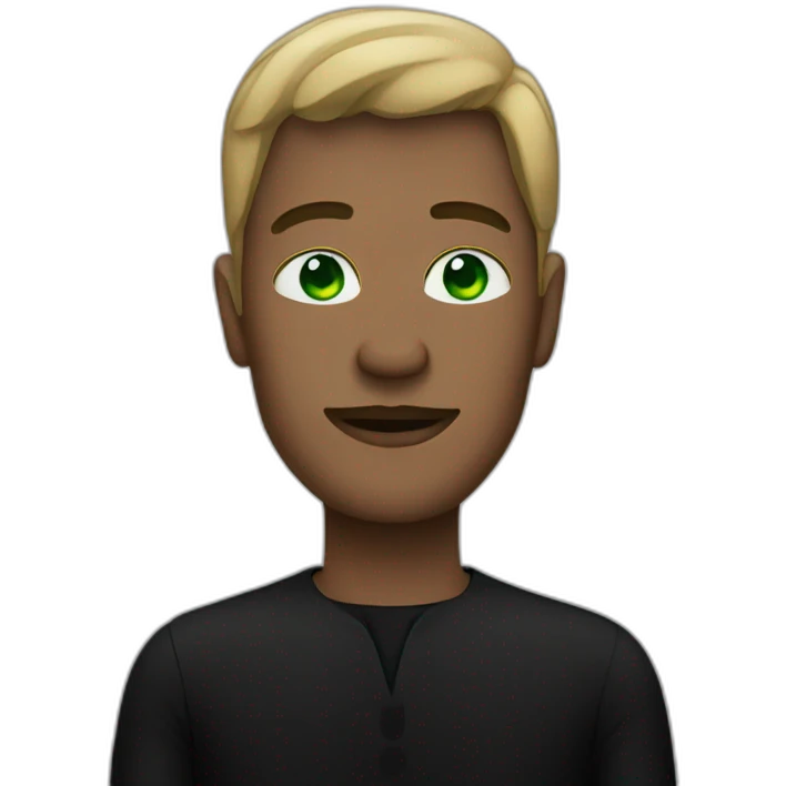 A man with a green eye and a black dress  emoji