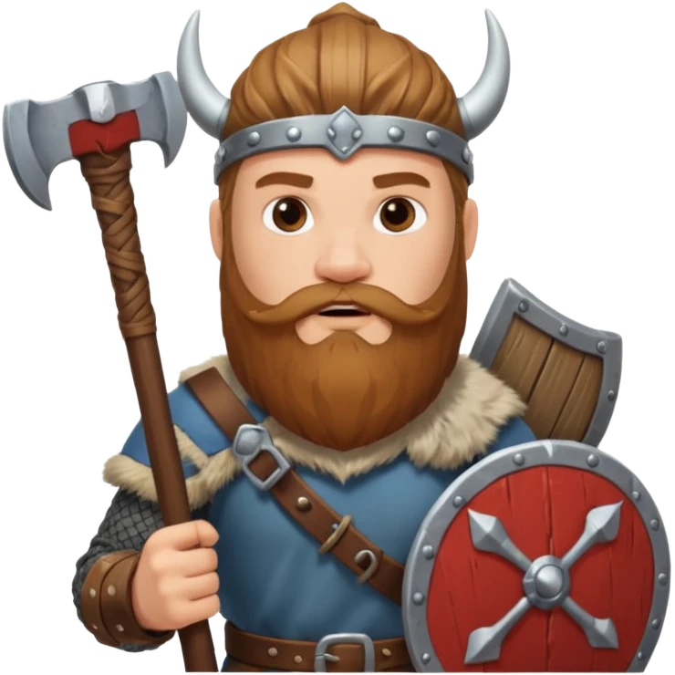 Bearded viking holding axe and shield emoji