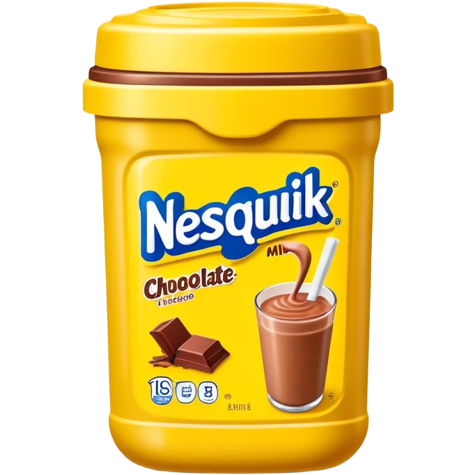 Nesquik chocolate milk powder in its iconic yellow container emoji