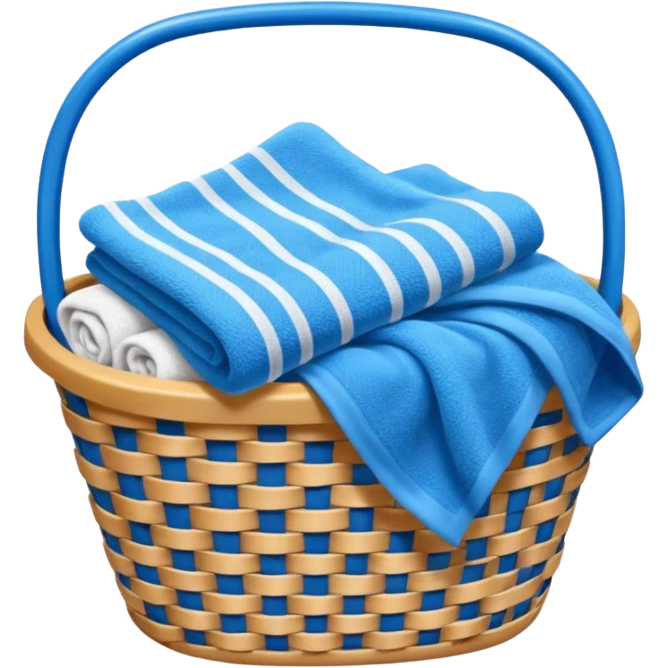 laundry basket with blue towels emoji