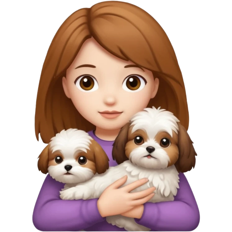 Girl holding shitzu emoji