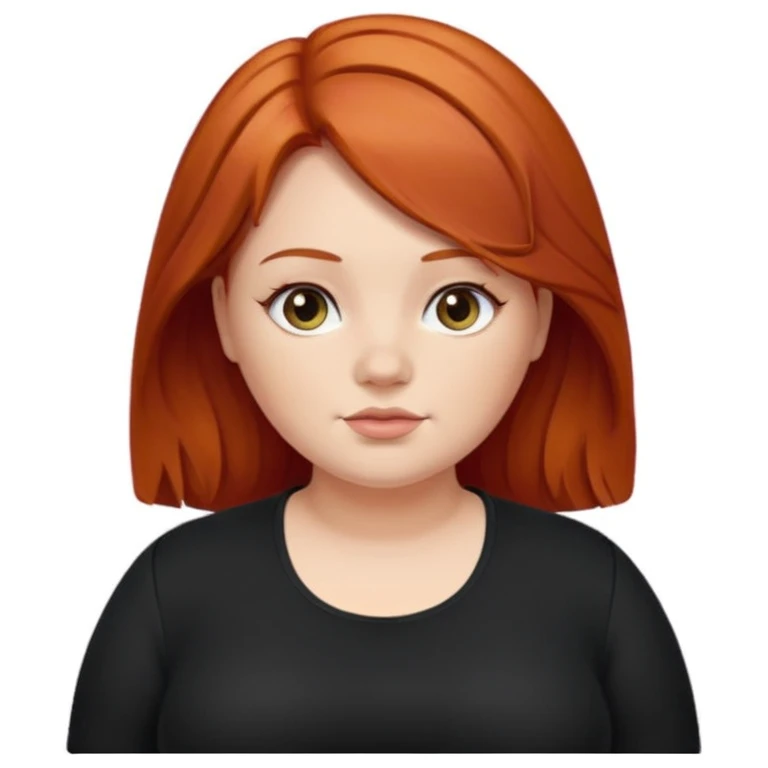 Mujer pelirroja medianamente gordita con el cabello un poco ondulado y lacio, con ropa negra emoji