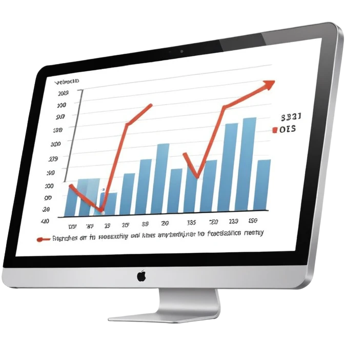 computer screen displaying a single presentation slide with a title line and a chart icon emoji