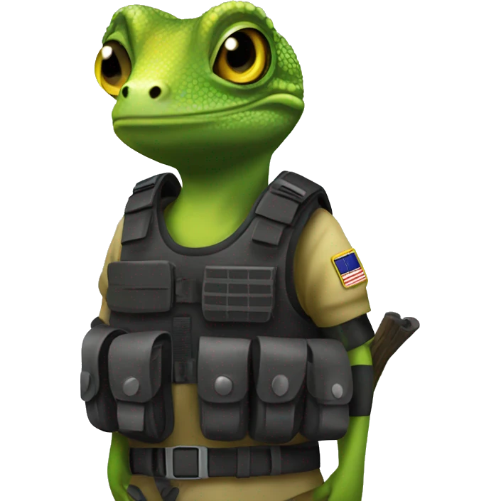 a gecko as an SAS member with a bulletproof vest  emoji