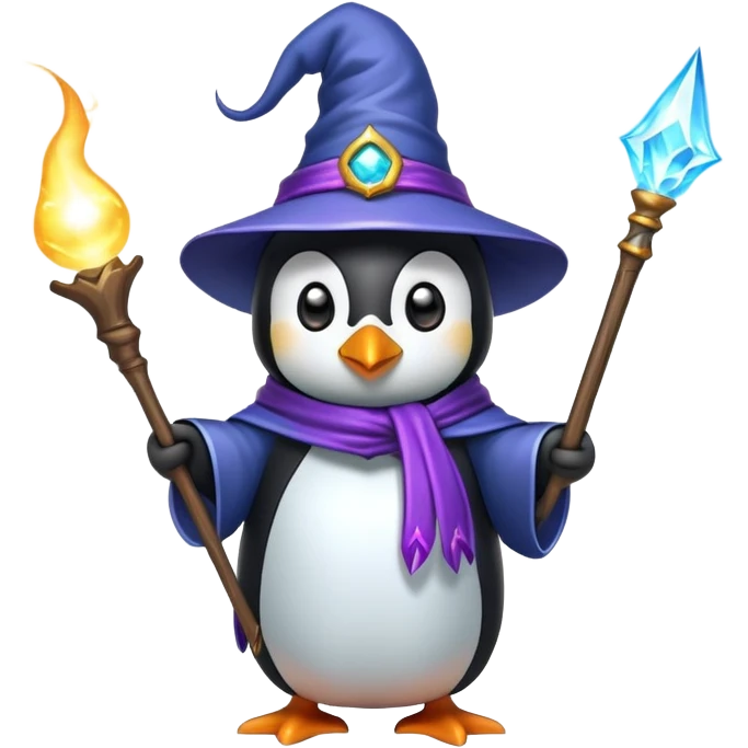 penguin wizard casting a spell emoji