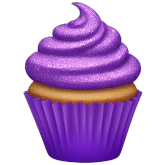Happy purple glittery cupcake  emoji