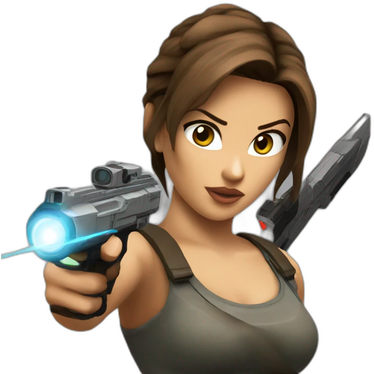 lara croft with saber laser emoji